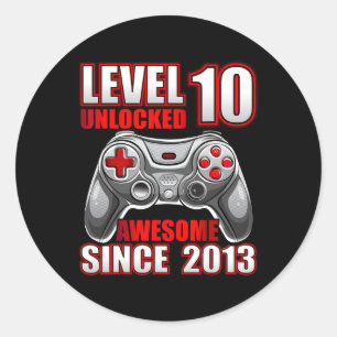 10 Unlocked Awesome 2013 Video Game 10th Birthday Classic Round Sticker