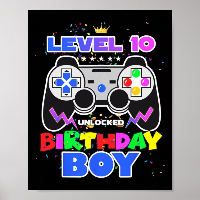 10 Unlocked Birthday Boy Video Game 10th Birthday  Poster (Front)