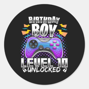 10 Unlocked Video Game 10th Birthday Gamer Boys 3  Classic Round Sticker