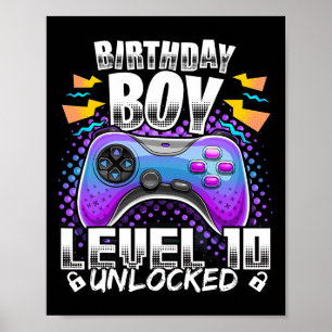 10 Unlocked Video Game 10th Birthday Gamer Boys 3  Poster