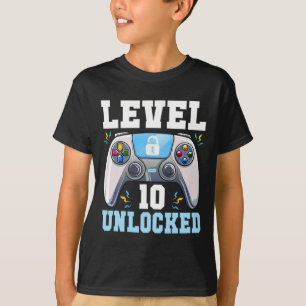10 Unlocked Video Game 10th Birthday Gamer Boys Ki T-Shirt