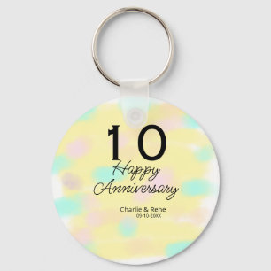10 wedding anniversary yellow pastel name retro bo key ring