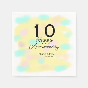 10 wedding anniversary yellow pastel name retro bo napkin