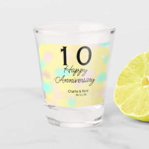 10 wedding anniversary yellow pastel name retro bo shot glass