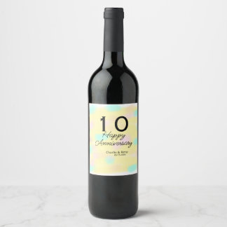 10 wedding anniversary yellow pastel name retro bo wine label