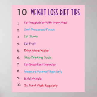 10 Weight Loss Diet Tips Poster
