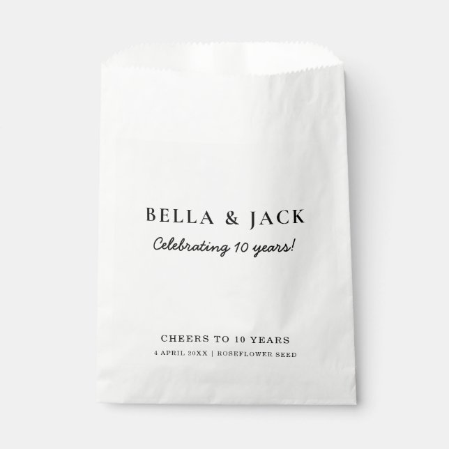 10 Wild Years 10th Anniversary Rustic Seeds Design Favour Bags (Front)