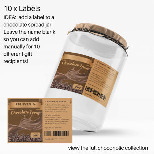 10 x Chocolate Lover Gift, Food, Jar Labels