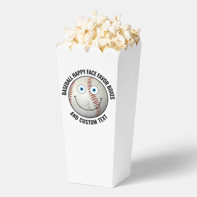 10 x Custom Baseball BLUE EYES Happy Face Popcorn Favour Box (Popped)