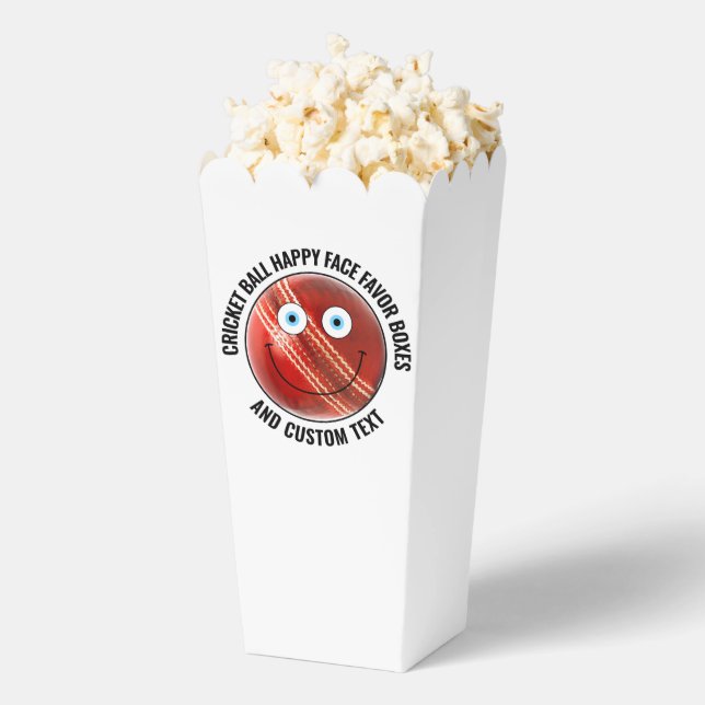 10 x Custom Cricket BLUE EYES Happy Face Popcorn Favour Box (Popped)