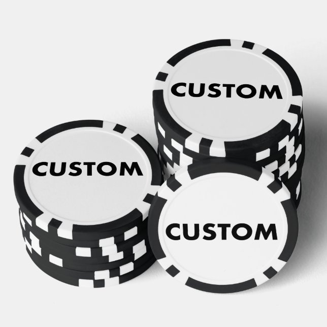 10 x Custom Personalised BLACK Casino, Poker Chips (Stack)