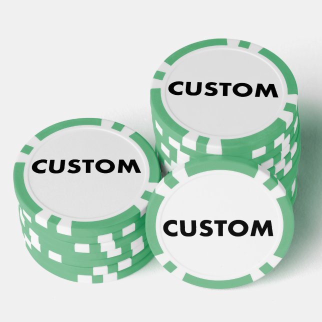 10 x Custom Personalised GREEN Casino, Poker Chips (Stack)
