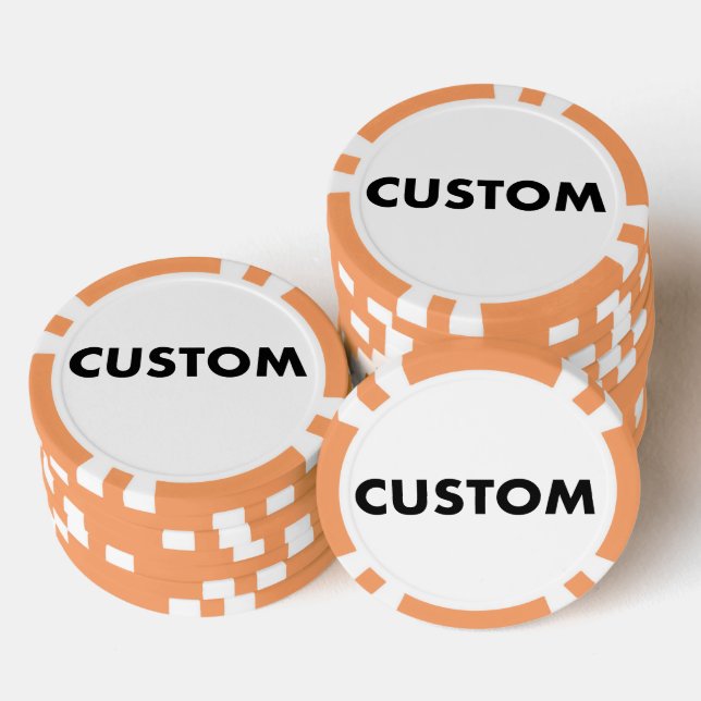10 x Custom Personalised ORANGE Casino, Poker Chips (Stack)