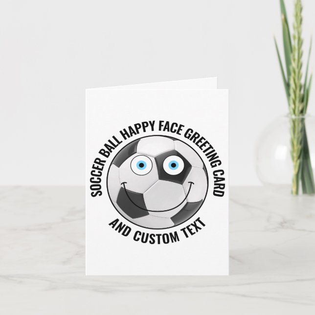 10 x Custom Soccer BLUE EYES Happy Face Greeting Card (Front)