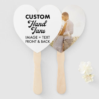 10 x Ecru Heart Custom Wedding Hand Fans