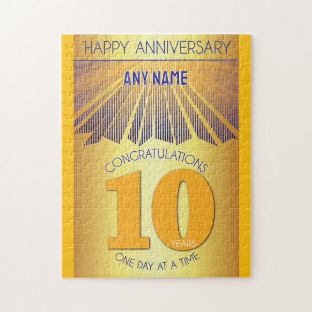 10 Year | AA 12 Step Anniversary Personalised Jigsaw Puzzle (Vertical)