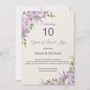 10 Year Anniversary Card Floral Wedding Greeting
