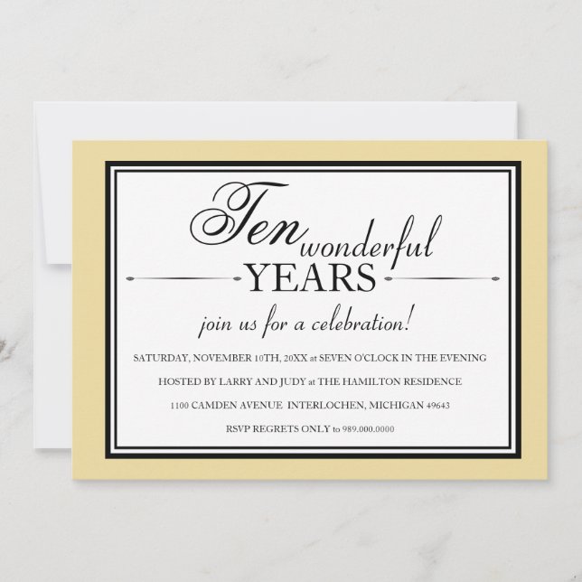 10 Year Anniversary Party Invitations (Front)
