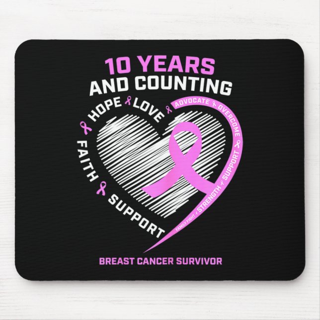 10 Year Breast Cancer Survivor Gifts For Women Can Mouse Pad (Front)