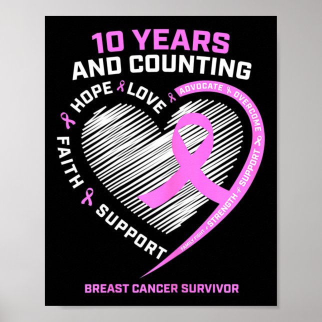 10 Year Breast Cancer Survivor Gifts For Women Can Poster (Front)