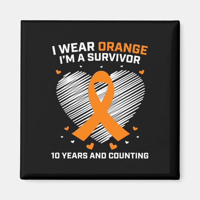 10 Year Cancer Free Leukaemia Survivor Gifts Orang Magnet (Front)
