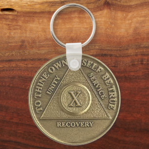 10 Year CUSTOM NAME Sober Medallion Key Ring