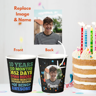 10 Year Old 10th Birthday 120 Months Personalised Paper Cups