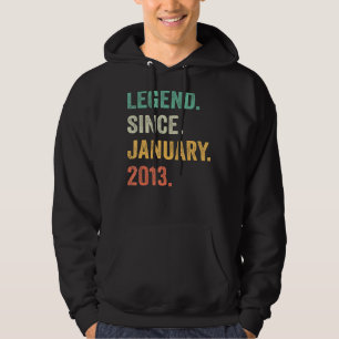 10 Year Old  10th Birthday Boy Legend Since Januar Hoodie