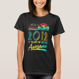 10 Year Old Awesome Since March 2012 10th Birthday T-Shirt