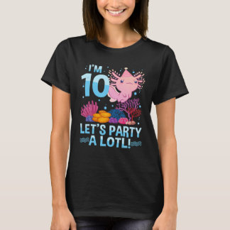 10 Year Old Axolotl Lover 10Th Birthday Gift Boys T-Shirt