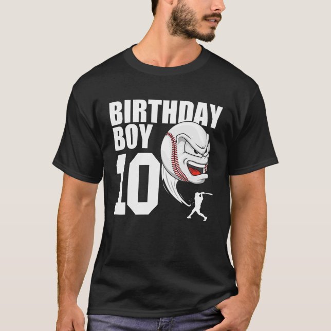 10 Year Old Baseball Birthday Party Theme 10Th Gif T-Shirt (Front)