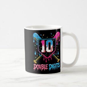 10 Year Old Baseball Drip Ice Cream 10th Bday Doub Coffee Mug
