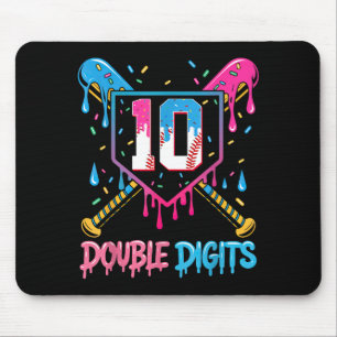 10 Year Old Baseball Drip Ice Cream 10th Bday Doub Mouse Pad