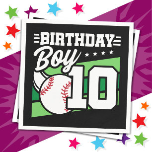 10 Year Old Baseball Party Theme 10th Birthday Boy Napkin