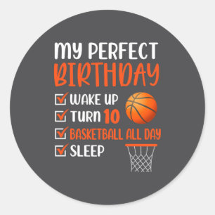 10 Year Old Basketball Birthday Party 10th Boy Bda Classic Round Sticker