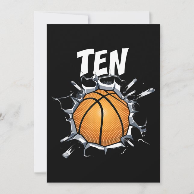 10 Year Old Basketball Birthday Party 10th Boy Invitation (Front)