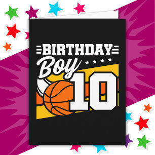 10 Year Old Basketball Party 10th Birthday Boy Card