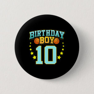 10 Year Old Basketball Player 10th Birthday Party  6 Cm Round Badge