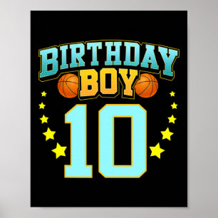 10 Year Old Basketball Player 10th Birthday Party Poster
