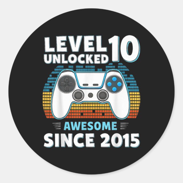 10 Year Old Bday Decorations Son Boy 10yr 2015 10t Classic Round Sticker (Front)