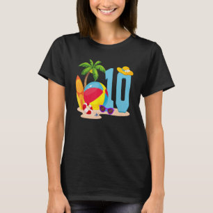 10 Year Old Beach Ball Pool Party Birthday Summer T-Shirt