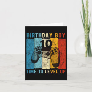 10 Year Old Birthday Boy 10 Time To Level Up 10th Card