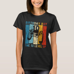 10 Year Old Birthday Boy 10 Time To Level Up 10th T-Shirt