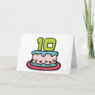 10 Year Old Birthday Cake Card