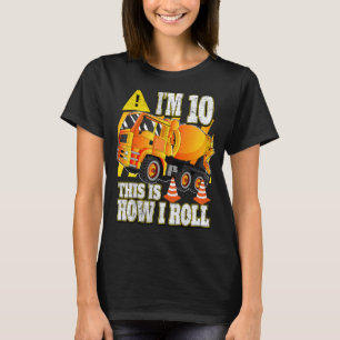 10 Year Old Birthday Concrete Mixer Truck T-Shirt