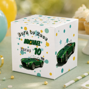 10 Year Old Birthday Party Green Racing Car Favour Box