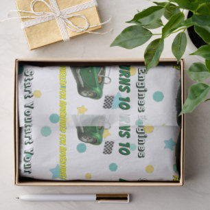 10 Year Old Birthday Party Green Racing Car Tissue Paper