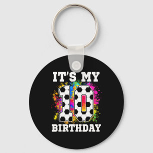 10 Year Old Birthday Soccer Themed It's My 10th Bi Key Ring