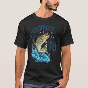 10 Year Old Fishing Birthday 10th Bass Fish Boy Gi T-Shirt