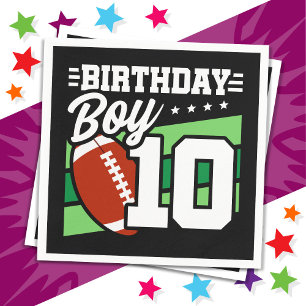 10 Year Old Football Party Theme 10th Birthday Boy Napkin